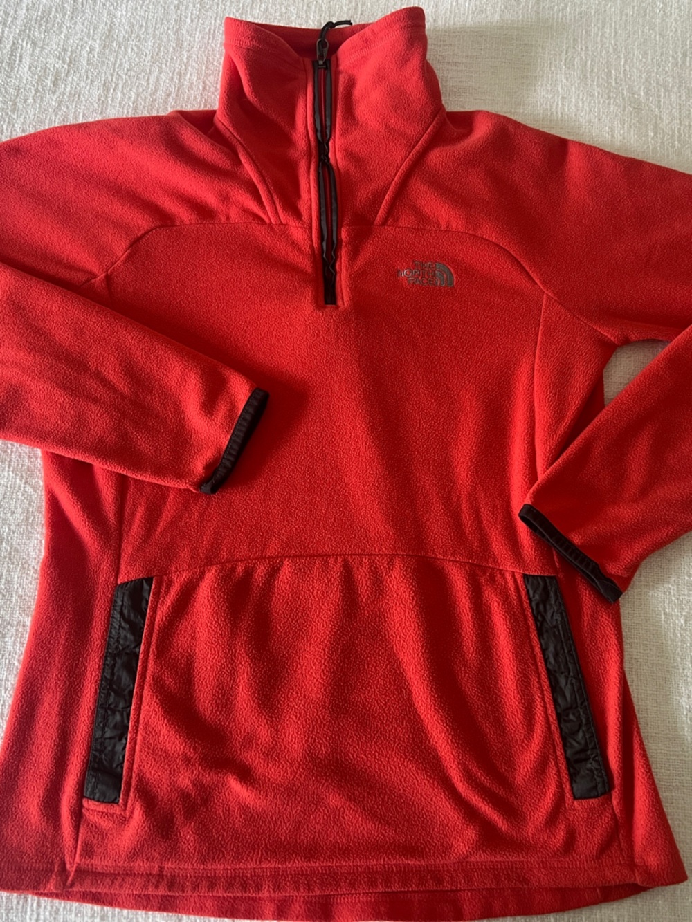 The North Face Watermelon Fleece Turtleneck Jacket with Grey Trim Sz S